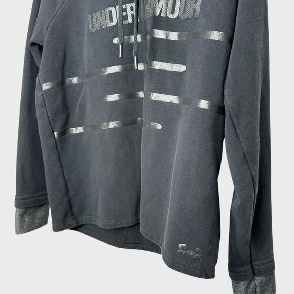 Under Armour Threadborne Hoodie I Medium I Black Fleece Loose Sweatshirt Sporty - Picture 3 of 6